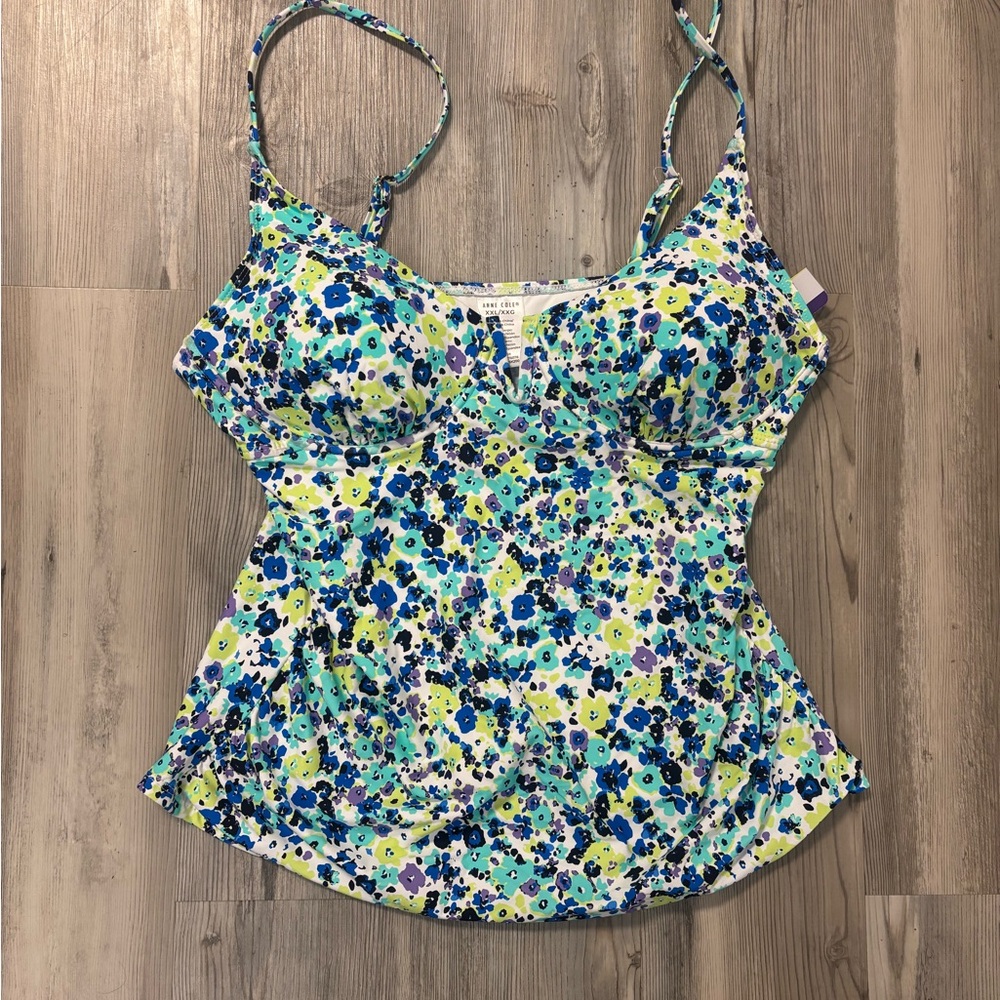 Anne Cole  XXL Tankini with adjustable straps and removable pads NWT